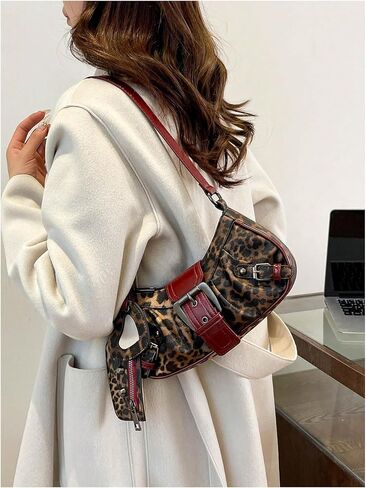 نساء Y2K Leopard Heart Herlow Hollow Handbag Bopag Top Handled Zipper Buckle Underarm Pass Mini Parse in Saudi Arabia