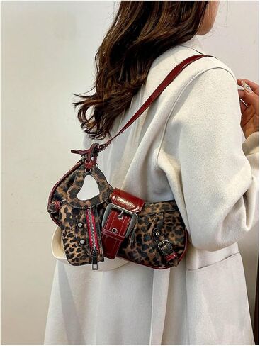 نساء Y2K Leopard Heart Herlow Hollow Handbag Bopag Top Handled Zipper Buckle Underarm Pass Mini Parse in Saudi Arabia