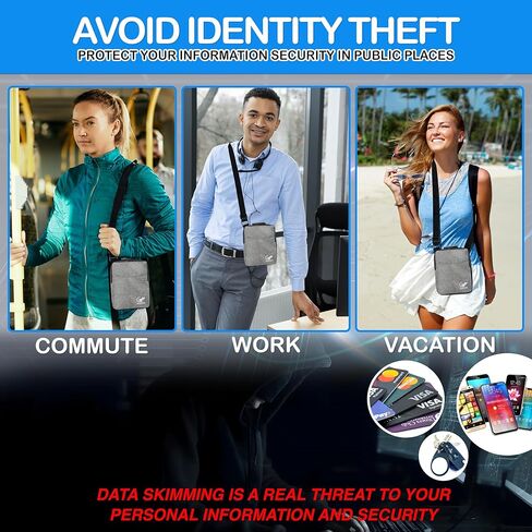 Anti-theft shoulder bag for travel - faraday bag for phone and passports - rfid blocking pouch in Kuwait