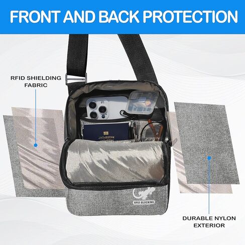 Anti-theft shoulder bag for travel - faraday bag for phone and passports - rfid blocking pouch in Kuwait