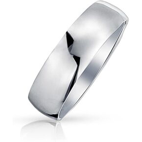 Bling Jewelry Personalized Unisex Couples .925 Sterling Silver Wedding Band Ring for Men and Women Simple Polished Minimalist Dome Design 5,6,7 MM Customizable in Kuwait