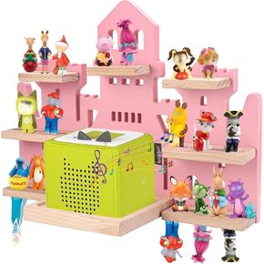 Tonie Shelf for Tonies Box Set - Tonie Storage for Tonie Box & Tonies Figures & Charging Station ، رف عائم خشبي مغناطيسي لـ Toniebox و 15-33 Tonies ، رف محمولة على الحائط ، شكل القلعة in Kuwait