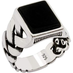 Genuine Solid 925 Sterling Silver, Black Onyx Stone Luxury Men's Ring in Saudi Arabia