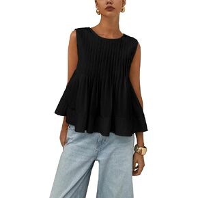 قمم دبابات الصيف النسائية مطوية ببيتلدوول قمم بلا أكمام بلوزة قمامة ر. in Kuwait