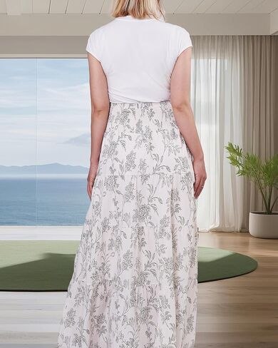 تنورة بوهو ماكسي الصيفية للسيدات 2025 A-line flowy flowy tierring rearkring مرنة مرنة الشاطئ الطويلة in Kuwait