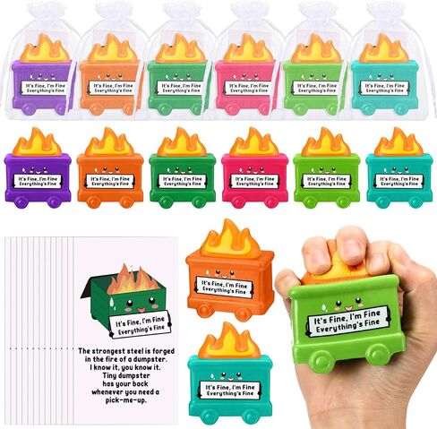 Inspirational Gift Set Dumpster Stress Balls with Positive Cards Organza Bags Relief Squeeze Balls Dietitian Appreciation Gifts Funny Gifts for Employee Coworker Students(5 Set,Dumpster) in Saudi Arabia