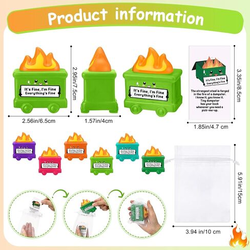 Inspirational Gift Set Dumpster Stress Balls with Positive Cards Organza Bags Relief Squeeze Balls Dietitian Appreciation Gifts Funny Gifts for Employee Coworker Students(5 Set,Dumpster) in Saudi Arabia