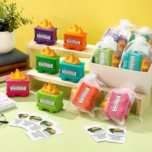Inspirational Gift Set Dumpster Stress Balls with Positive Cards Organza Bags Relief Squeeze Balls Dietitian Appreciation Gifts Funny Gifts for Employee Coworker Students(5 Set,Dumpster) in Saudi Arabia