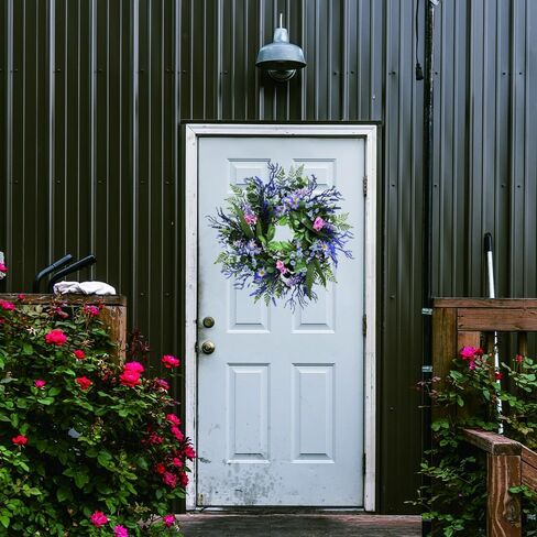 24 Inch Purple Wreath for Front Door with Eucalyptus Leaves and Lavender, All-Season Artificial Spring Summer Wreath for Indoor Outdoor Wedding Farmhouse Holiday in Kuwait