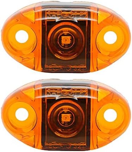Pair of LED Amber Oval Surface Mount Clearance Side Marker Light - USA Made with, PC Rated (Two Lights) in Saudi Arabia