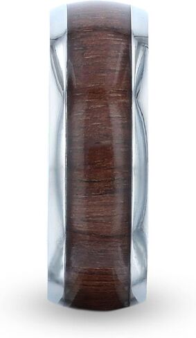 Cary Black Walnut Wood quidaid Titanium مقببة مصقولة خاتم زواج الرجال مع حواف مشطوفة - 8 مم in Saudi Arabia