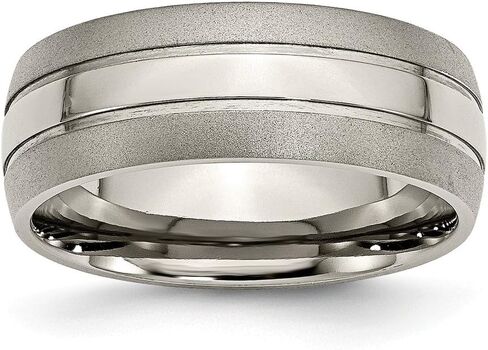 Solid Titanium Grooved 8mm Men's Matte Brushed Finish and Wedding Band Ring in Saudi Arabia