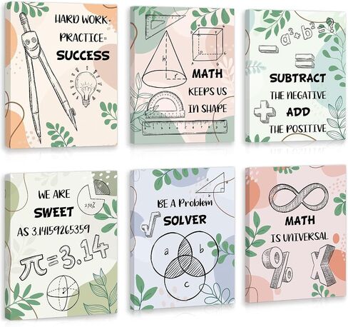 HOURIA Science Canvas Wall Art، ملصقات فيزياء الكيمياء الملونة، مجموعة من 6 (8 × 10 بوصة مؤطرة) طباعة فنية اقتباسات إيجابية ملهمة، مجموعات لوحات الإعلانات العلمية ديكور الحائط للفصول الدراسية، المدرسة المتوسطة، المختبر in Kuwait