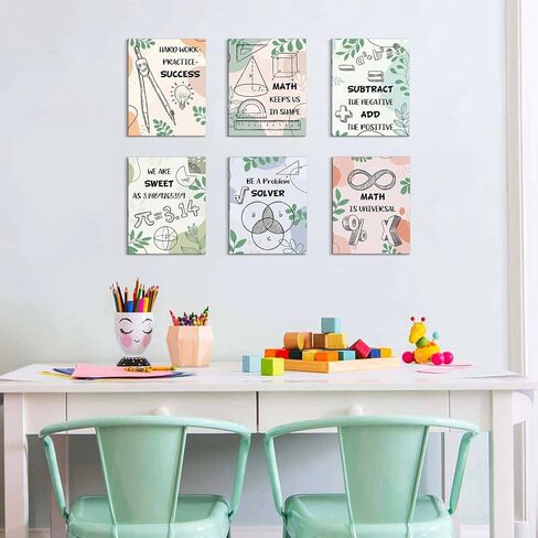 HOURIA Science Canvas Wall Art، ملصقات فيزياء الكيمياء الملونة، مجموعة من 6 (8 × 10 بوصة مؤطرة) طباعة فنية اقتباسات إيجابية ملهمة، مجموعات لوحات الإعلانات العلمية ديكور الحائط للفصول الدراسية، المدرسة المتوسطة، المختبر in Kuwait