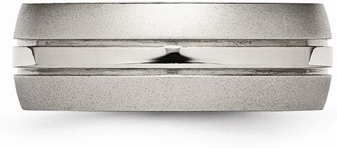 Solid Titanium Grooved 8mm Men's Matte Brushed Finish and Wedding Band Ring in Saudi Arabia