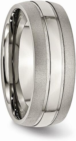 Solid Titanium Grooved 8mm Men's Matte Brushed Finish and Wedding Band Ring in Saudi Arabia
