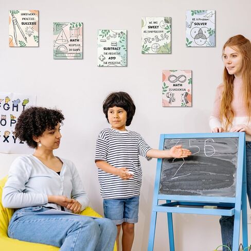 HOURIA Science Canvas Wall Art، ملصقات فيزياء الكيمياء الملونة، مجموعة من 6 (8 × 10 بوصة مؤطرة) طباعة فنية اقتباسات إيجابية ملهمة، مجموعات لوحات الإعلانات العلمية ديكور الحائط للفصول الدراسية، المدرسة المتوسطة، المختبر in Kuwait