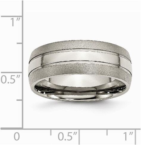 Solid Titanium Grooved 8mm Men's Matte Brushed Finish and Wedding Band Ring in Saudi Arabia