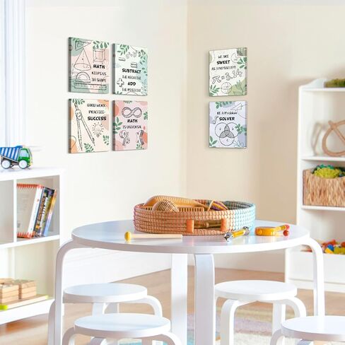 HOURIA Science Canvas Wall Art، ملصقات فيزياء الكيمياء الملونة، مجموعة من 6 (8 × 10 بوصة مؤطرة) طباعة فنية اقتباسات إيجابية ملهمة، مجموعات لوحات الإعلانات العلمية ديكور الحائط للفصول الدراسية، المدرسة المتوسطة، المختبر in Kuwait