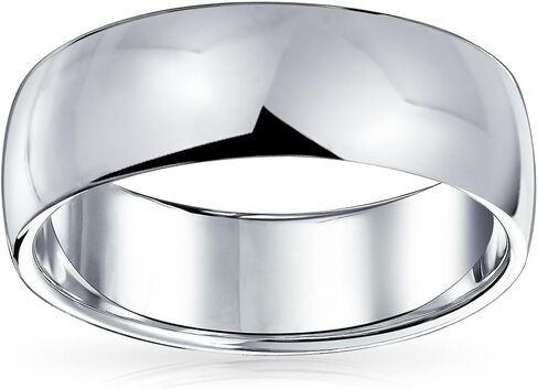Bling Jewelry Personalized Unisex Couples .925 Sterling Silver Wedding Band Ring for Men and Women Simple Polished Minimalist Dome Design 5,6,7 MM Customizable in Kuwait