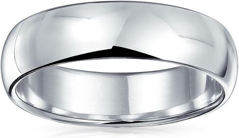 Bling Jewelry Personalized Unisex Couples .925 Sterling Silver Wedding Band Ring for Men and Women Simple Polished Minimalist Dome Design 5,6,7 MM Customizable in Kuwait