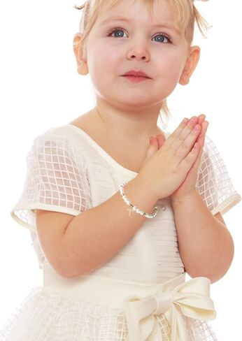 First Communion Bracelet for Women White Pearl Gold Cross Charm Bracelets First Communion Confirmation Baptism Bracelets Religious Catholic Jewelry Gifts for Daughter Granddaughter in Saudi Arabia