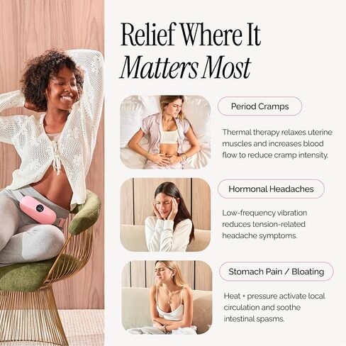 Menstrual Heating Pad for Period Cramps – Portable Heating Pad for Period Cramps Relief with Heat & Massage, Wearable Cordless Period Warmer for Cramps Pain Relief, Rechargeable & Wireless in Saudi Arabia