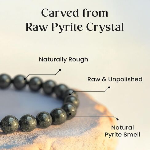 Raw Pyrite Bracelet | Attracts Money & Boost Confidence | Astrology Bracelet for Men & Women | Crafted with Healing Crystals | Durable String with Certificate of Authenticity in Saudi Arabia