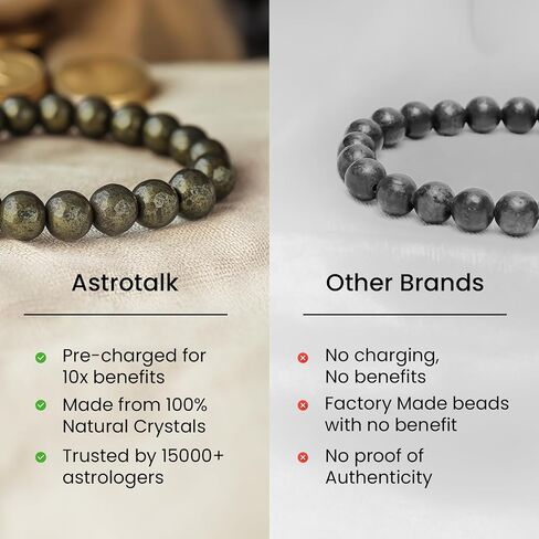 Raw Pyrite Bracelet | Attracts Money & Boost Confidence | Astrology Bracelet for Men & Women | Crafted with Healing Crystals | Durable String with Certificate of Authenticity in Saudi Arabia