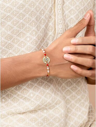 Aheli Crystals & Beads Studded Rakhi for Brother Raksha Bandhan Rakhi with & Greeting Card (Combo, Pack of 3) in Saudi Arabia