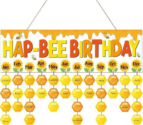 Boho Colorful Birthday Calendar Wall Hanging (16x5in) DIY Birthday Tracker Calendar Board with 116pcs Wood Tag Birthday Sign Reminder Plaque for School Classroom Bulletin Board Family in Saudi Arabia