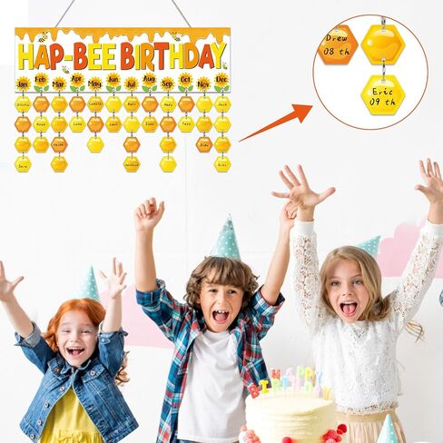 Boho Colorful Birthday Calendar Wall Hanging (16x5in) DIY Birthday Tracker Calendar Board with 116pcs Wood Tag Birthday Sign Reminder Plaque for School Classroom Bulletin Board Family in Saudi Arabia