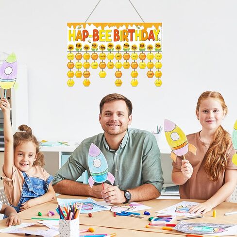 Boho Colorful Birthday Calendar Wall Hanging (16x5in) DIY Birthday Tracker Calendar Board with 116pcs Wood Tag Birthday Sign Reminder Plaque for School Classroom Bulletin Board Family in Saudi Arabia