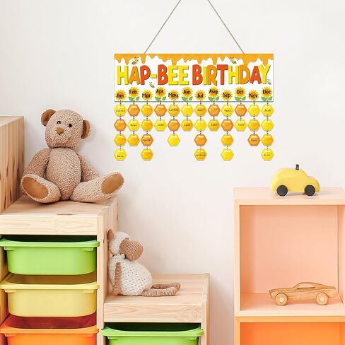 Boho Colorful Birthday Calendar Wall Hanging (16x5in) DIY Birthday Tracker Calendar Board with 116pcs Wood Tag Birthday Sign Reminder Plaque for School Classroom Bulletin Board Family in Saudi Arabia