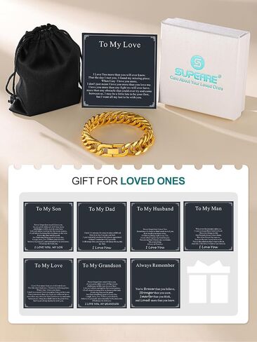 Supcare Cuban Link Bracelet for Men, 8mm/12mm/17mm Width Chains Bracelets, 7.5''/8.3''/9'' Wrist Chain for Man Husband Love Dad Gifts in Kuwait