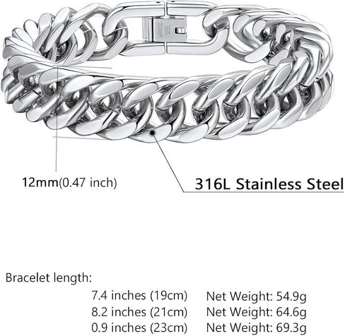 Supcare Cuban Link Bracelet for Men, 8mm/12mm/17mm Width Chains Bracelets, 7.5''/8.3''/9'' Wrist Chain for Man Husband Love Dad Gifts in Kuwait