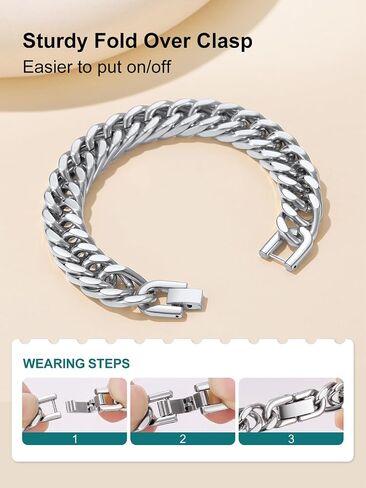 Supcare Cuban Link Bracelet for Men, 8mm/12mm/17mm Width Chains Bracelets, 7.5''/8.3''/9'' Wrist Chain for Man Husband Love Dad Gifts in Kuwait