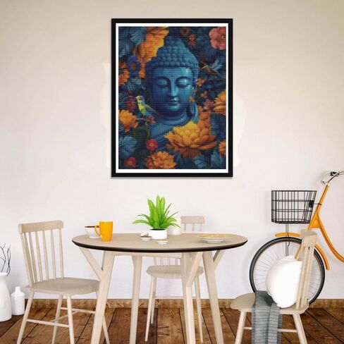 Wergund Diamond Art Painting Buddha, Diamond Art Kits for Adults Religion, Full Drill Crystal Rhinestone Embroidery Cross Stitch Arts Craft Canvas Wall Decor Gift 12x16Inch/30x40 cm-17 in Saudi Arabia