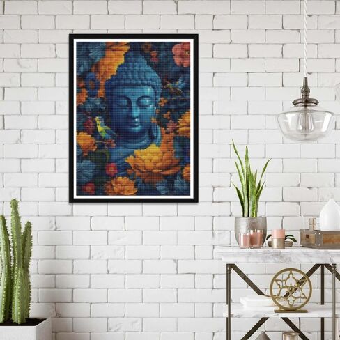 Wergund Diamond Art Painting Buddha, Diamond Art Kits for Adults Religion, Full Drill Crystal Rhinestone Embroidery Cross Stitch Arts Craft Canvas Wall Decor Gift 12x16Inch/30x40 cm-17 in Saudi Arabia