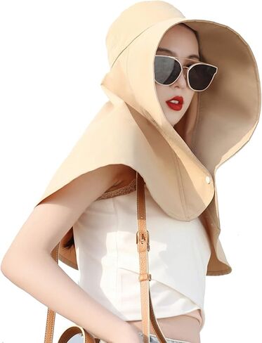 Women Oversized Sun Cape Hat – Full Coverage UPF50+ Adjustable Design with Ponytail Hole, Wide Brim Neck Shoulder Shieldties in Kuwait