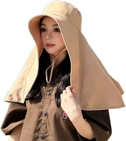 Women Oversized Sun Cape Hat – Full Coverage UPF50+ Adjustable Design with Ponytail Hole, Wide Brim Neck Shoulder Shieldties in Kuwait