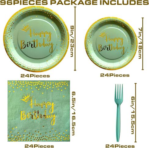 96 Pieces Purple and Silver Birthday Plates and Napkins Party Tableware Set with Happy Birthday Party Decorations,Paper Plates,Napkins and Forks for 24 Guests in Saudi Arabia