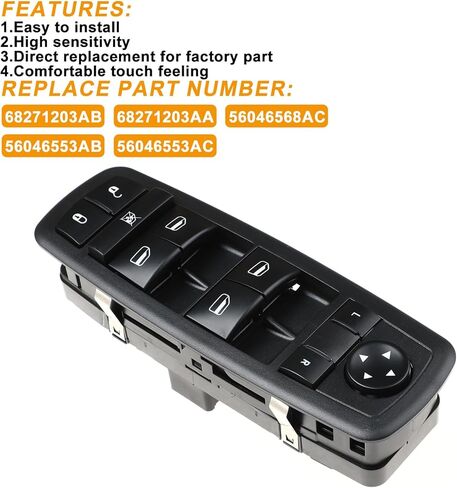 Front Left Driver Side Master Power Control Window Switch for Dodge Dart 2013-2016, Chrysler 200 2015-2016, Jeep Cherokee 2014-2016 Replace 68271203AB, 68271203AA, 56046568AC, 56046553AB, 56046553AC in Saudi Arabia