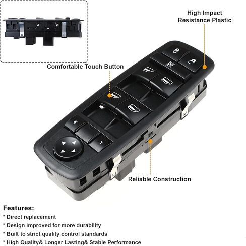 Front Left Driver Side Master Power Control Window Switch for Dodge Dart 2013-2016, Chrysler 200 2015-2016, Jeep Cherokee 2014-2016 Replace 68271203AB, 68271203AA, 56046568AC, 56046553AB, 56046553AC in Saudi Arabia