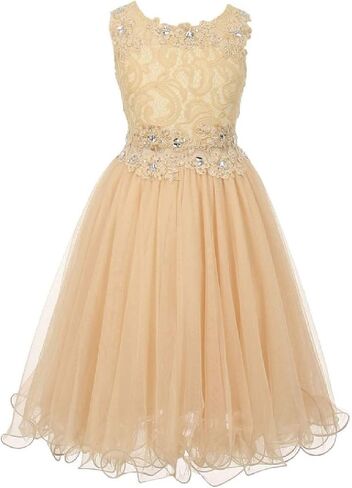 Little Girls See Through Waistline Lace Flowers Girls Dresses in Saudi Arabia