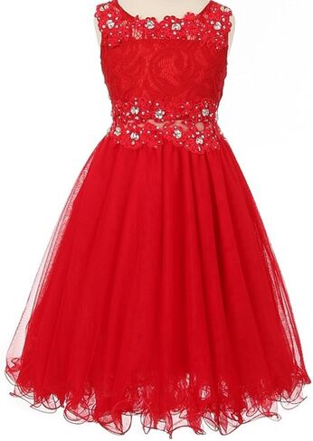 Little Girls See Through Waistline Lace Flowers Girls Dresses in Saudi Arabia