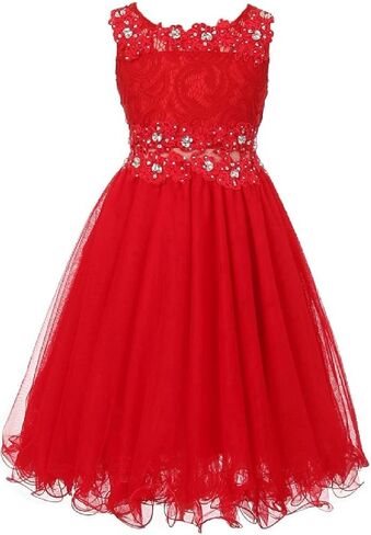 Little Girls See Through Waistline Lace Flowers Girls Dresses in Saudi Arabia
