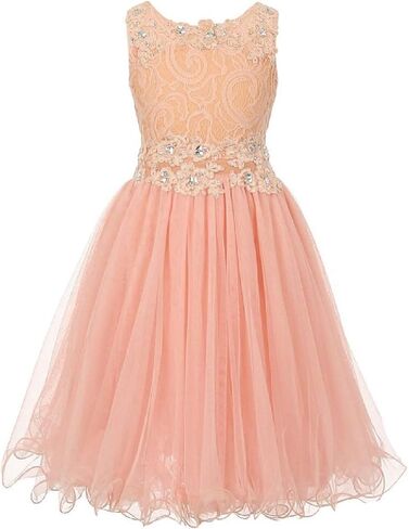 Little Girls See Through Waistline Lace Flowers Girls Dresses in Saudi Arabia