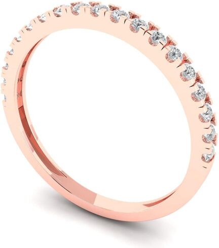 0.57 CT CT RICKIANT ROULL CUT CLAY محاكاة الماس 14K أبيض الذهب الفرقة القابلة للتكديس in Saudi Arabia