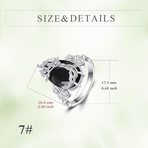 Black Tourmaline Ring Sterling Silver Vintage Black Ring Crystal Healing Jewelry Spiritual Protection Gifts for Women in Kuwait
